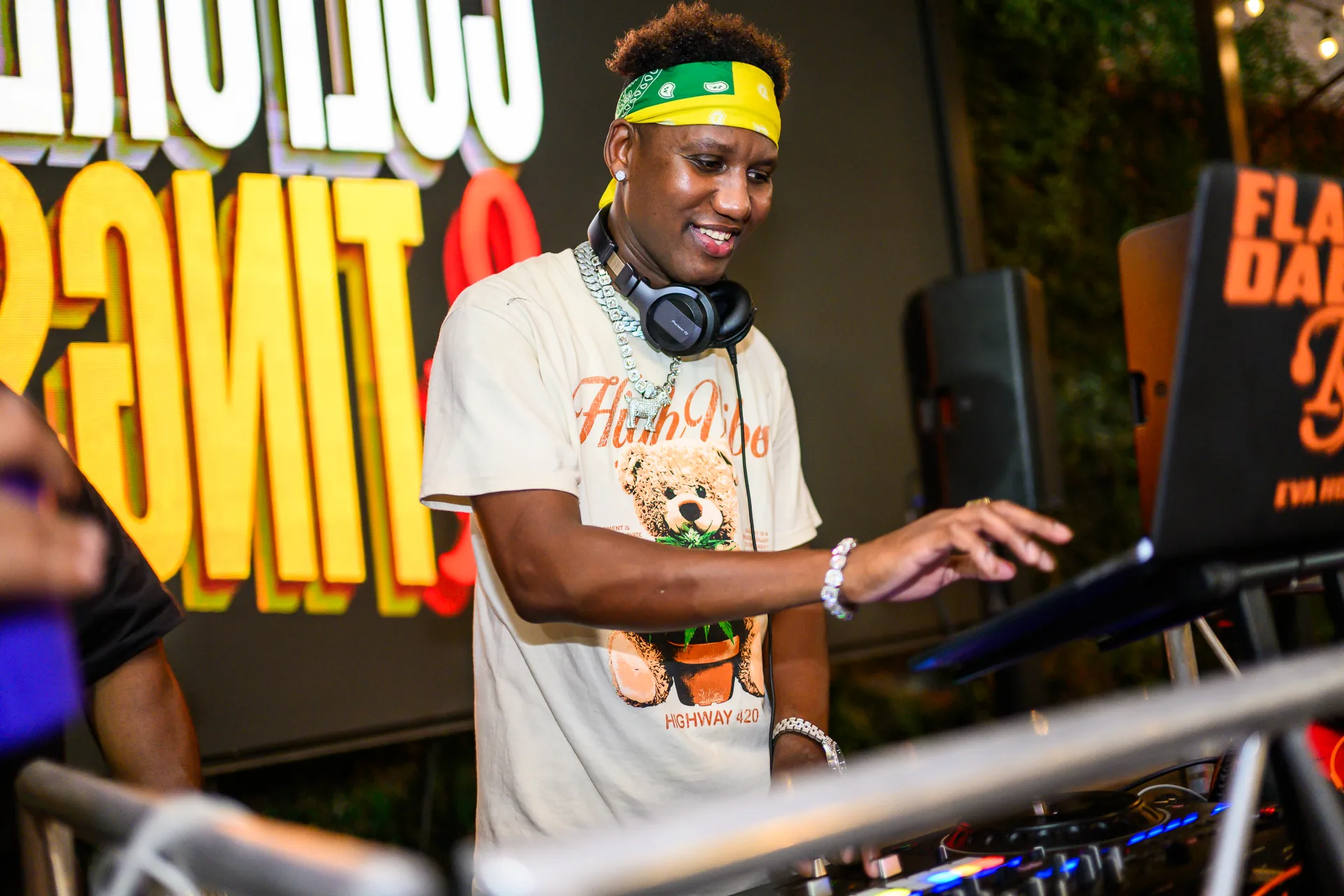 A DJ playing music at the September 4 Culture & Tings event.